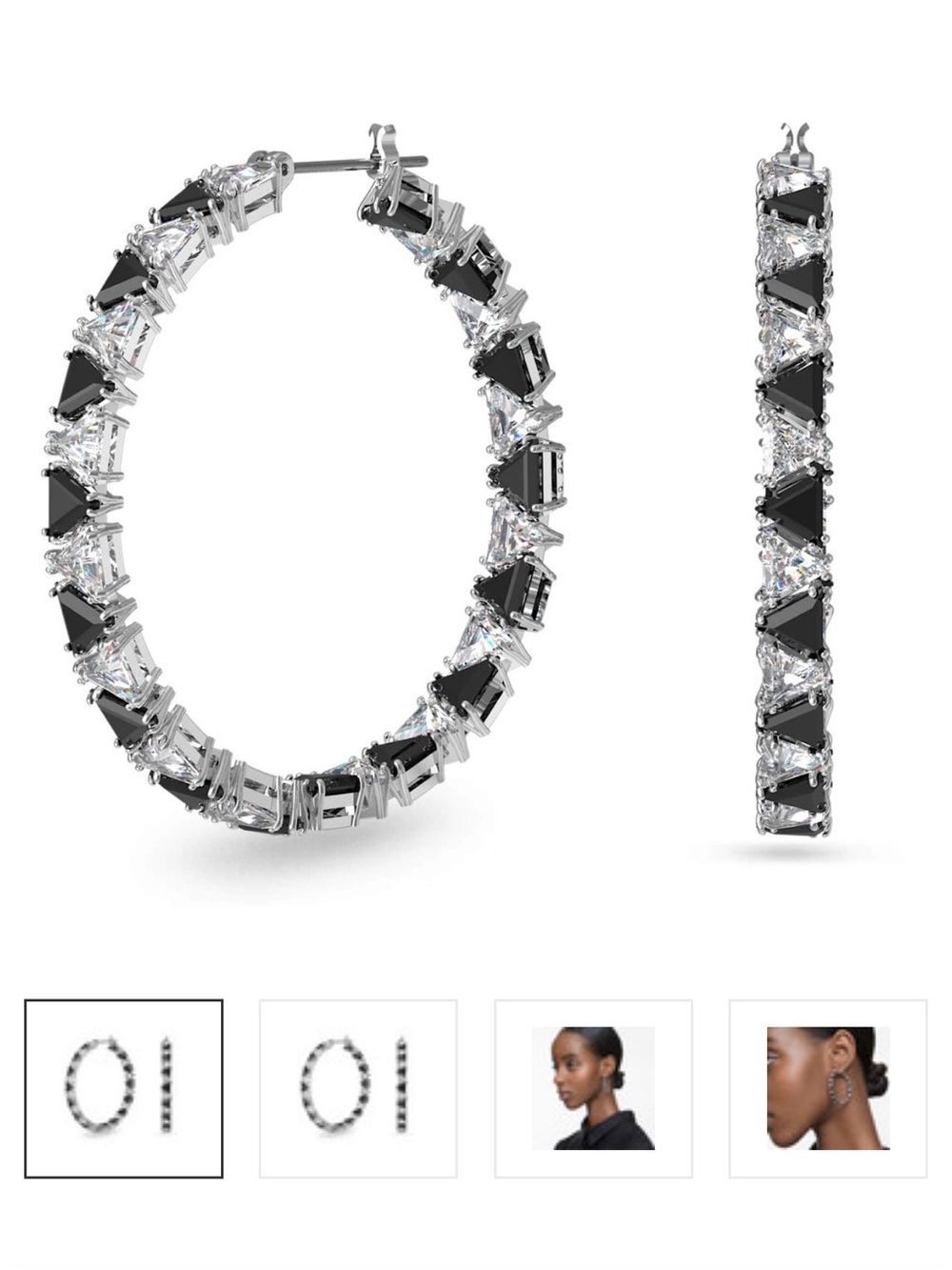 Swarovski Millenia Silver Hoop Earrings with Clear Crystal Accents